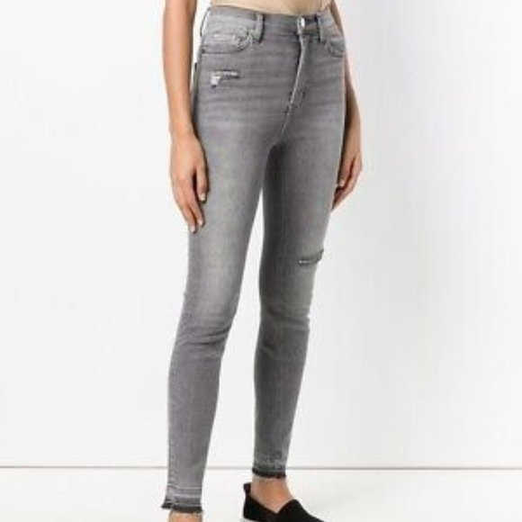 Current/Elliott Denim - Current/Elliott ~Women’s Ultra High Waist Skinny Jeans Gray Fade Out Destroy 27